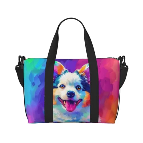 american eskimo cute print Travel Duffel Bag, Sports Tote Gym Bag, Swim Pool Bag Large Shoulder Tote Bag for Beach Weekender2