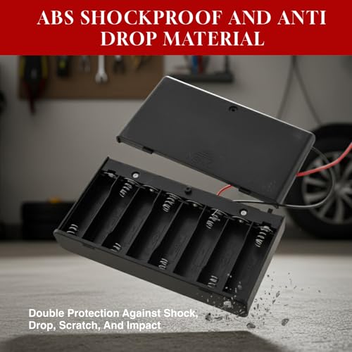 Batteriehalter 12V 8xAA Batteriefach mit Schalter, Robustes Kunststoff 12V Batteriehalter AA Gehäuse für Heimwerker, DIY, LED-Beleuchtung, Spielzeuge, Modelle & Elektronische Geräte Langlebig