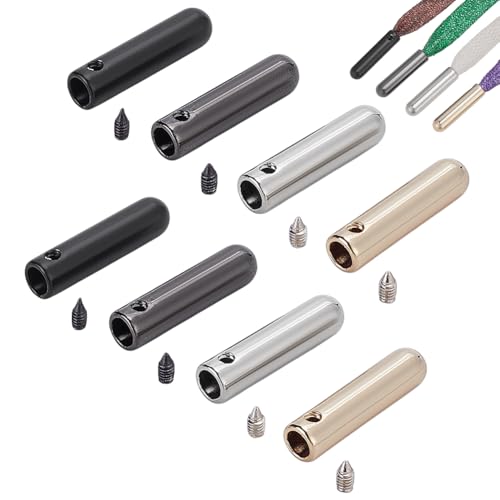 NBEADS 40 Sets Metal Shoelace Tips, 4 Colors Alloy Shoelace Screw Shoelace Cords End Tip Cap Metal Aglet Replacement Tips for DIY Repairing and Design Making
