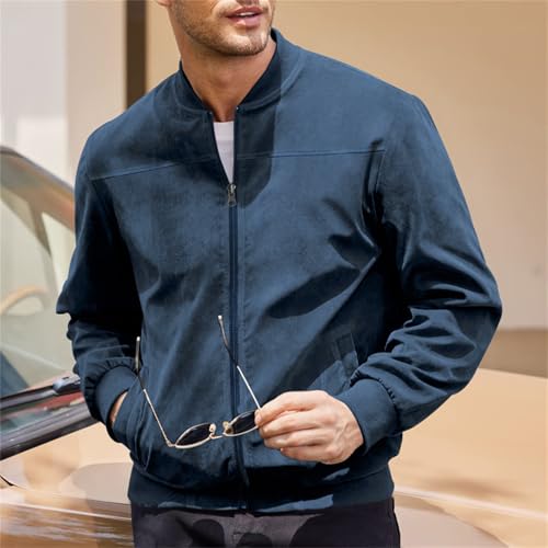 Veste bomber en daim synthétique homme de qualité supérieure rétro