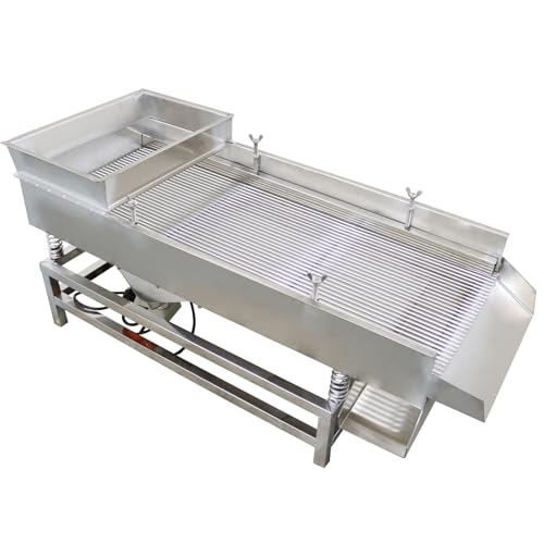 WYDDDARY Straight Vibrating Sieve Electric Linear Sifter Machine Stainless Steel Screen Shaker with 6mm Long Strip Mesh Single Layer Double Motors 110V