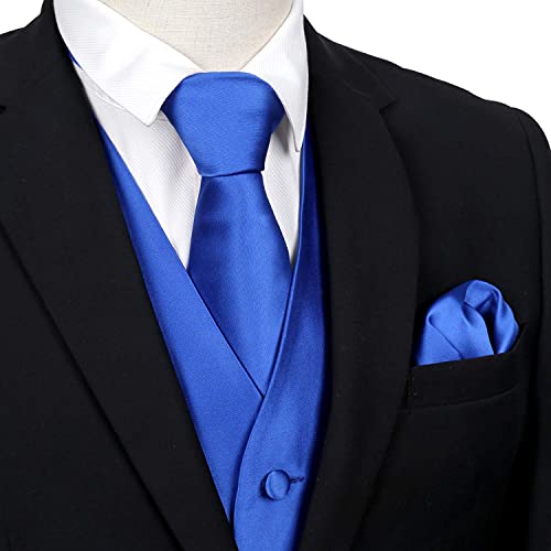 Image of Alizeal Mens Solid Satin Bow Tie Necktie Hanky Cufflinks Waistcoat Set | Elegant Pre-tied for Wedding and Garden Party
