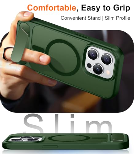 Image of Magnetic Compatible with iPhone 15 Pro Case, [Built-in Invisible Kickstand][Compatible with MagSafe] [Military Grade Shockproof] Slim Translucent Matte Phone Case for iPhone 15 Pro 6.1 inch