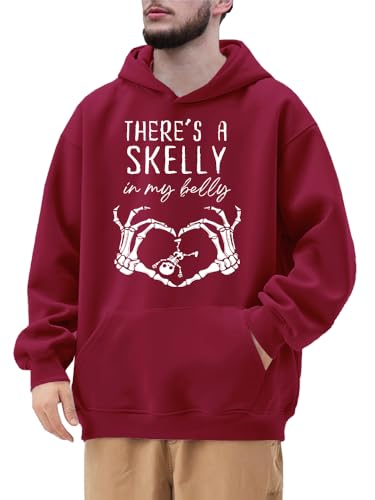 There's A Skelly In My Belly Hoodie Funny Skeleton Halloween Hoodies Unisex Graphic Long Sleeve Tee4