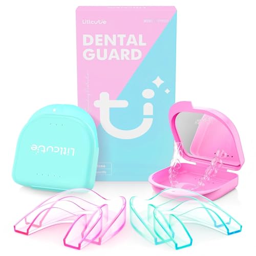 Litlcutie Anti Grinding Guard 2 Color Night Guards for Teeth Grinding Mouth Guard for Grinding Teeth at Night 4 Pcs/2 Sizes Green/Pink