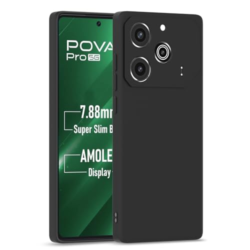 Image of Outlouders Back Cover for Tecno Pova 6 Pro 5G | Camera Protection | Durable Soft Matte Silicone Bumper Case (Black)