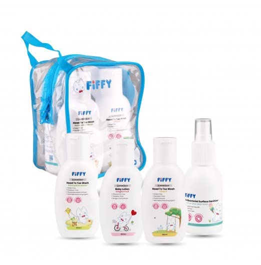 FiffySUPERFRUIT TRAVEL TOILETRIES SET BLUE 100ML x 4 PCS