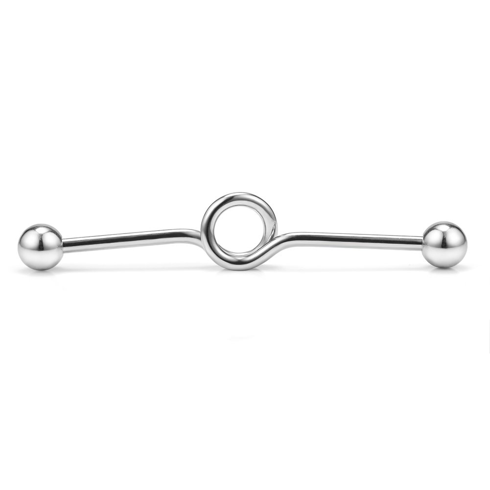 5 aretes de barra industriales de acero inoxidable calibre 14 para cartílago piercing corporal de 1 1/2 pulgadas (1.496 in) - bobina, onda, tornado, espiral, corazón, Acero inoxidable, metal, 3