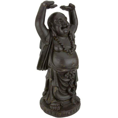 Oriental Furniture 3 Ft. Tall Standing Laughing Buddha Statue Gray #TOP1