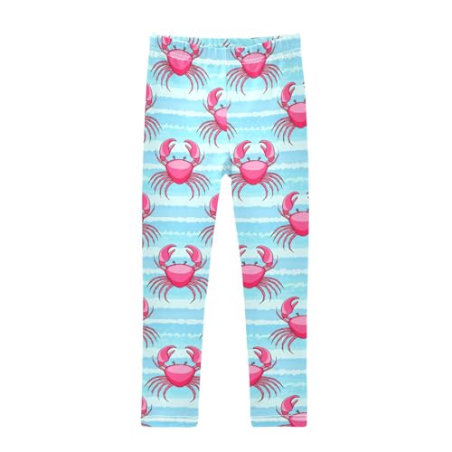 Girls' Leggings Pink Crabs Blue Stripe Kids Yoga Tights Pants 1 Pack 20861966