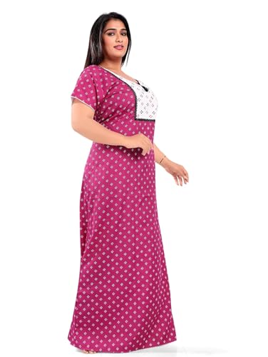 Image of Fabme Women's Cotton Plus Size Night Dress Nighty