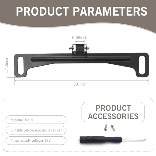 Image of Shakas 1 PC Car Rear View Camera License Plate Bracket, 7.8 inch x 1.42 inch Metal Structure Rust-Proof Durable Fixed Holder, 0.59 inch Reversing Camera Bracket with Wrench Screw, Universal for Cars (Black)