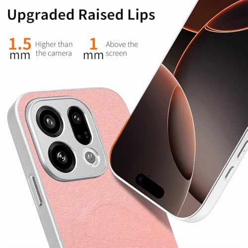Image of for Oppo Find X9 5G Magnetic Case Butterfly Bow Pattern PU Leather + TPU + PC Shockproof Phone Cover - Pink