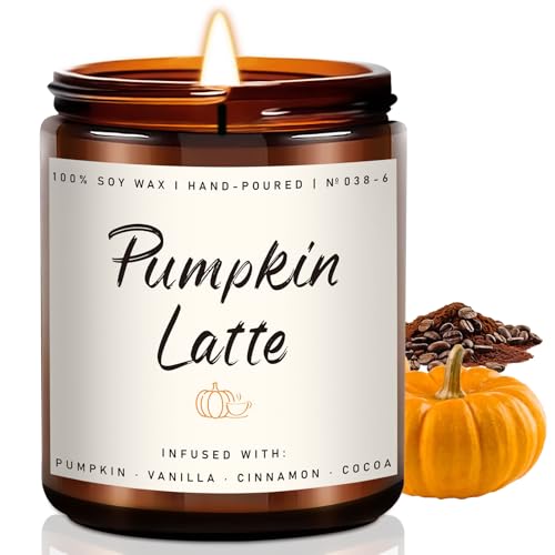 Auelife Fall Candles, Pumpkin Latte Scented Candle &ndash; Fall Soy Candle for Home | Autumn...