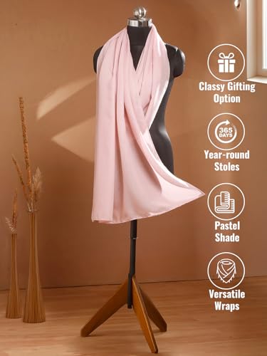 Image of Viscose Scarf for Women | Lightweight & Long | Stole for Women - Stylish Design | Neck Scarf, Hair Scarf, & Head Scarf for Women & Girls | All Season Accessory