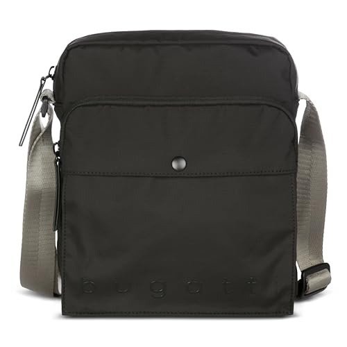 bugatti Legere Bolso bandolera para hombre, bolso cruzado ligero de poliéster ripstop, negro