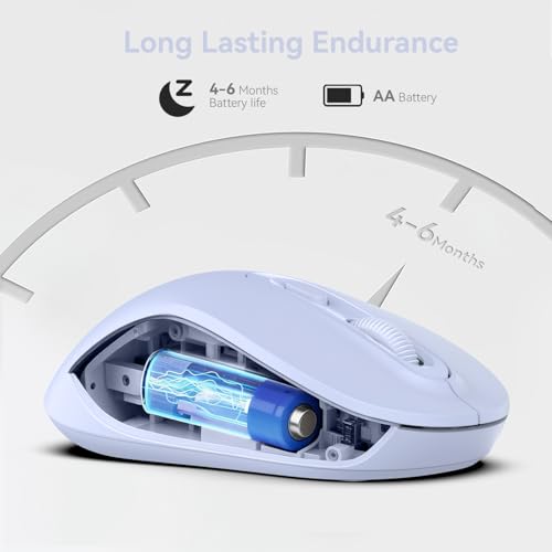 Image of Wireless Mouse, 2026 New Model, Silent Click Ergonomic Design, Portable, 4 Buttons, Adjustable DPI (800 /1200 /1600), for Laptop /PC /Office (Violet)