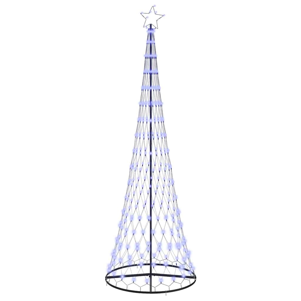 Choinka LED niebieska, wysokość 302,5 cm, metalowa ze stojakiem, 8 trybów świecenia, do użytku wewnątrz i na zewnątrz, 350 diod LED, trwała