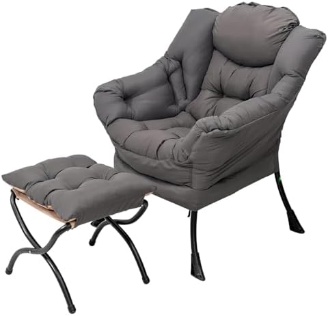 Welnow Lazy Chair with Ottoman, Modern Lounge Accent Chair with A...