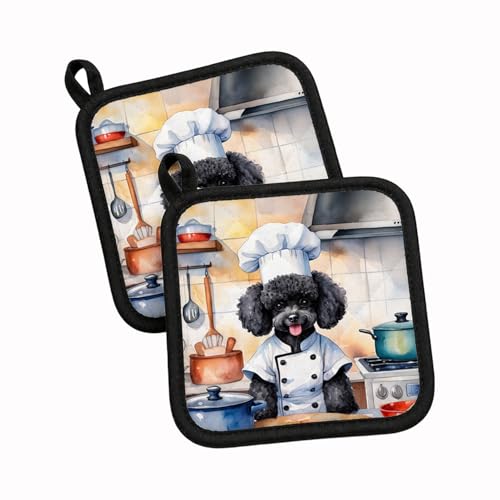 Caroline's Treasures Poodle Set of 2 Heat Resistant Kitchen Pot Holders