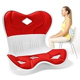 Hlthair Ergonomic Back Support for Office Chair, Chsir Back Support for Good Posture Correction for Women, Lumbar Suppor for Floor Seat, Perfect for Home, Work, Office Red