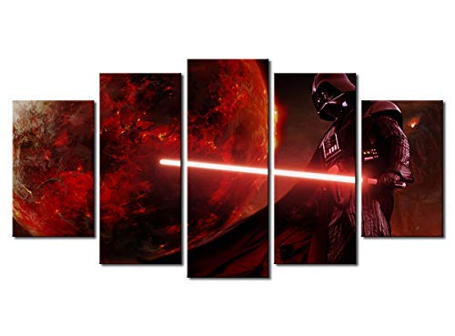 Yansang Star Wars Stormtrooper Darth Vader Sith Force Jedi X-Wing Millenium Tie Fighter 5 Piece Canvas Home Decor Poster Print Panel Wall Hanging (No Framed,22in x40in)