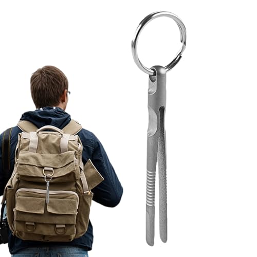 Mini llavero Pinzas - Herramienta compacta de titanio de precisión, pinzas ligeras de punta fina | Conveniente equipo al aire libre para acampar viajes senderismo escalada aseo kit utilidad llavero