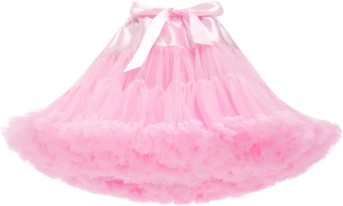 Women's Girls Elastic Waist Multi-Layer Tulle Tutu Short Skirt Petticoat