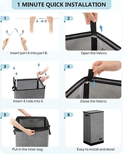 Soledi Laundry Hamper With Lid 100L Large & Tall Collapsible Laundry Basket, Clothes Hamper With Bag Removable Easy To Carry, Dirty Hampers For Bedroom, Bathroom, Dorm, College, Grey #TOP6