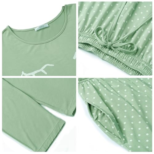 Joyaria Lightweight Bamboo Viscose Pajamas Women Cooling Sweat Wicking Long Sleeve PJs Set Sleepwear S-XXL3