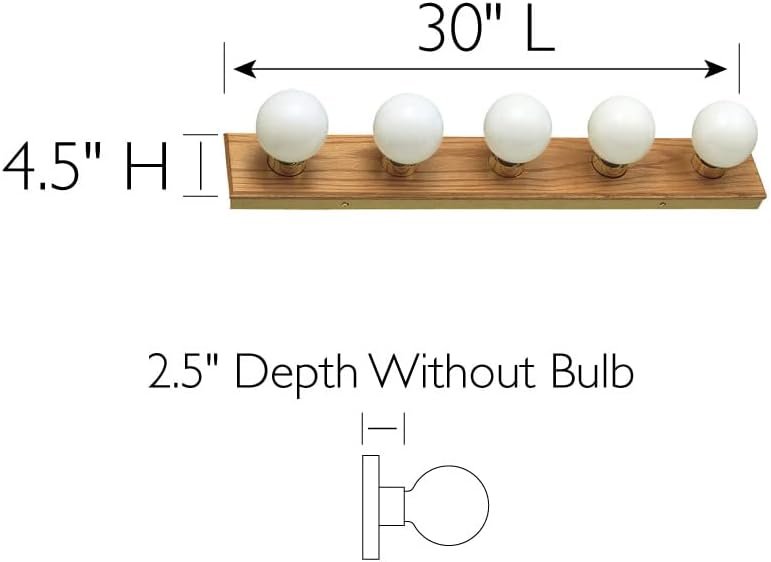Honey Oak 5-Light Dimmable Vanity Strip Light