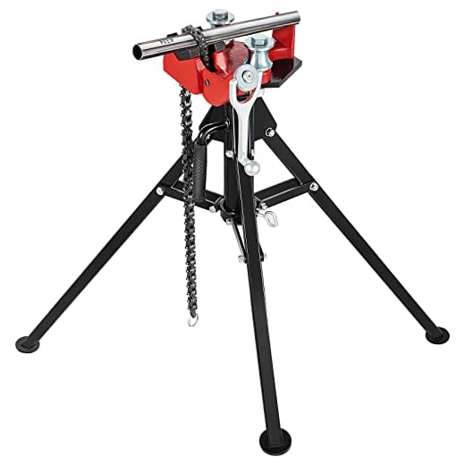 VEVOR Tripod Pipe Chain Vise | 1/8"-5" Pipe Capacity | 36.4" Length | Portable Folding Steel Legs | Grab, Support, and Bend Pipes | Ideal for Factory, Workshop, and Home Use