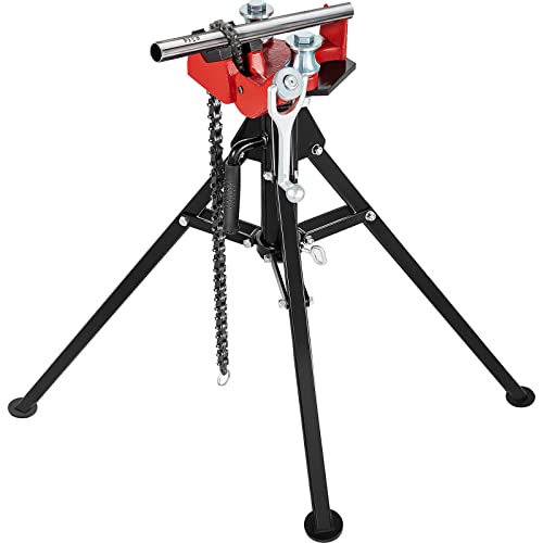 VEVOR Tripod Pipe Chain Vise 1/8-5 Pipe Capacity 36.4 Length Chain Vise Stand with Portable Folding Steel Legs for Grabbing Supporting and Bending Pipes in Factory Workshop and Home