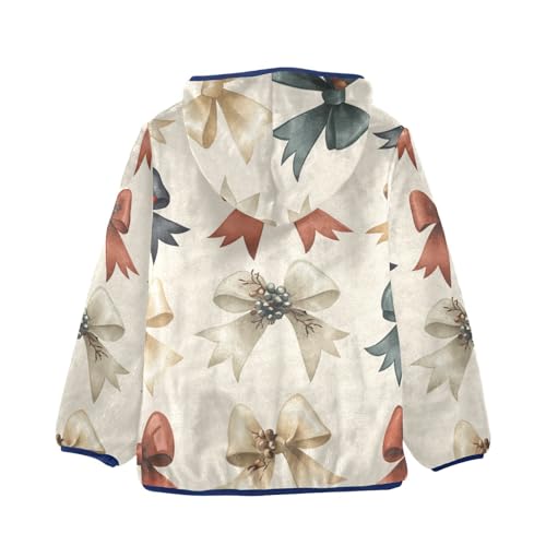 Christmas Ribbons Girls Fleece Jacket Girls Fall Jacket Girls Zip Up Hoodie Girls Sherpa Jacket 2-10T2