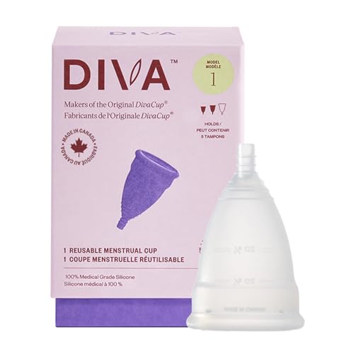 Image of DIVA Cup - Medical Grade Silicone Cup for Period Care - Reusable Menstrual Cup - Up to 12 Hours of Continuous Wear - Model 1 (for Medium to Heavy Flow)