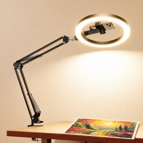 Image of Upgrade Ring Light with Stand, Overhead Phone Mount for Desk, 10 inch Selfie Light with Stand Tripod for iPhone, Light with Phone Holder for Video Recording,Zoom Meeting,Live Streaming Tiktok,YouTube