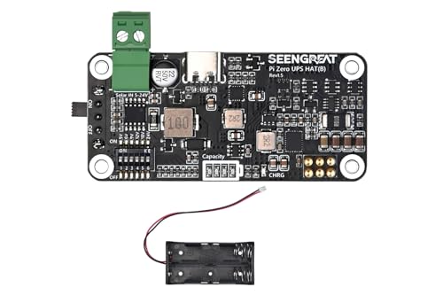Uninterruptible Power Supply HAT for Raspberry Pi Zero Series, 5V Stable Output, Solar Charging (5V–24V), Ba-ttery Monitoring via I2C, LED Indicators, Low-Power UPS Expansion Board
