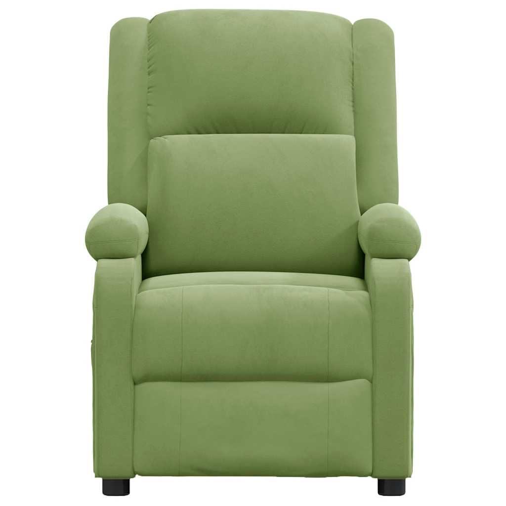 Sillón de relax de terciopelo verde claro, función reclinable manual, cómoda silla tapizada para salón y dormitorio, respaldo ajustable, cómodo sillón de lectura