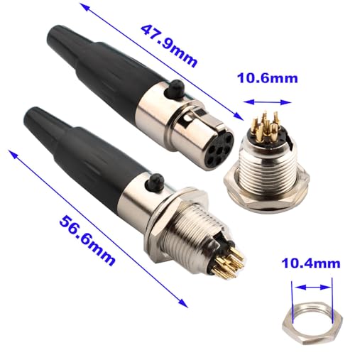 RUNCCI-YUN 4PCS Mini 6 Pin XLR Solder Connector,2 Male and 2 Female Mic Plug,Microphone Audio Socket,Solder Microphone Plug XLR Jack Stereo - Image 2