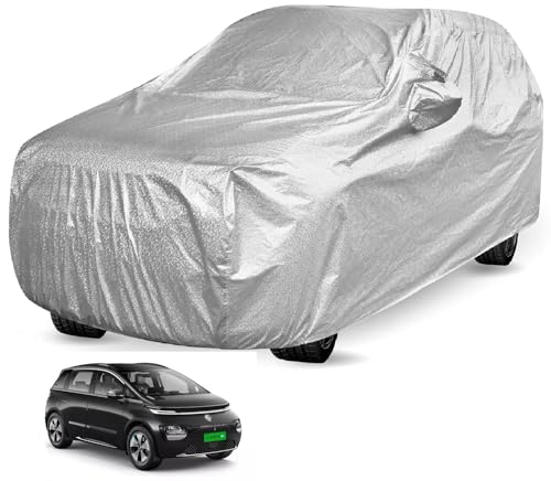Image of Auto Hub Car Cover Compatible with MG Windsor EV with Mirror Pocket, Soft Cotton Lining, Windsor EV Car Cover Waterproof - Metallic Silver