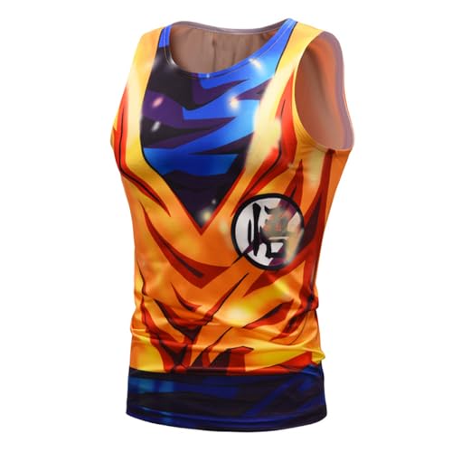 Goku Saiyan - Camiseta sin mangas para hombre, diseño de Goku Saiyan, ajuste delgado, elástico, de secado rápido, Wushan, XL