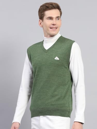 Image of Monte Carlo Men Regular Fit Sleeveless Solid V Neck Winter Sweater (Pack of 1)