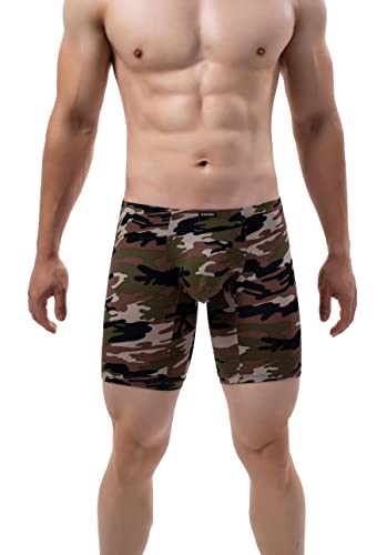IKINGSKY Men's Camouflage Long Leg Boxer Briefs Sexy Bulge Trunks No Ride Up Underwear Stretch Men Underpanties4