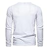 Mens Vintage Henley T Shirts Long Sleeve Blouse Tops Pullover Button Up Casual Loose Fit Tee Shirts Casual 4 Button V Neck Tee Basic Tops White #5