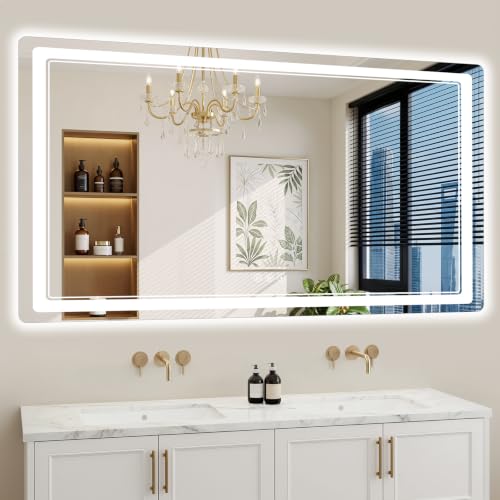 Image of 30 inchx71 inch LED Bathroom Mirror with Lights, Backlit + Front Lit, Anti-Fog, Lighted Bathroom Mirror for Wall, HD Shatterproof Tempered Glass, Dimmable, Memory Function (Horizontal /Vertical)