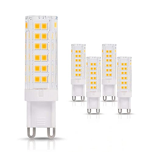ZFQ Lot de 5 Ampoules LED à Base G9 7W avec Puces LED 76 SMD2835, Équivalent à Ampoule Incandescence 70W, 700LM, Blanc Chaud 3000K, AC 220-240V, Non Dimmable
