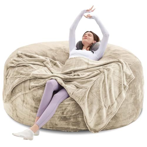 Image of Big Bean Bag Chairs for Adults,4FT,Bean Bag Chair with Filler Included,Memory Foam Chair,Removable and Washable Flannel Cover,Suitable for Bedroom and Dormitory. (Apricot, 4 Foot)