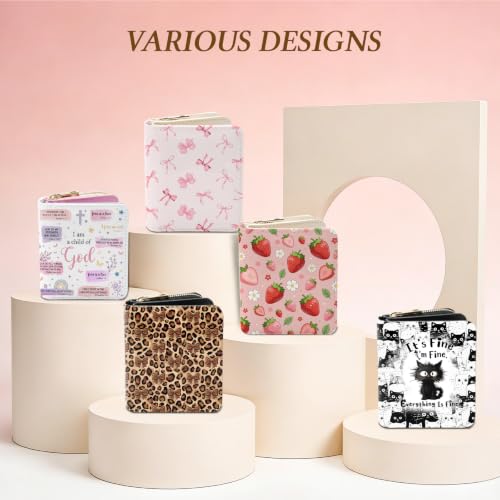 Image of Leopard Wallet for Women, PU Leather Accordion Wallet, Zipper Coin Purse