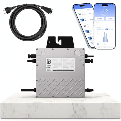 BENY Mikro-Wechselrichter 800 W BYM800 für Balkonkraftwerk, IP67 wetterfest, Plug-&-Play Installation, 2 MPPT, WiFi, inkl. 5 m Anschlusskabel, Micro Inverter