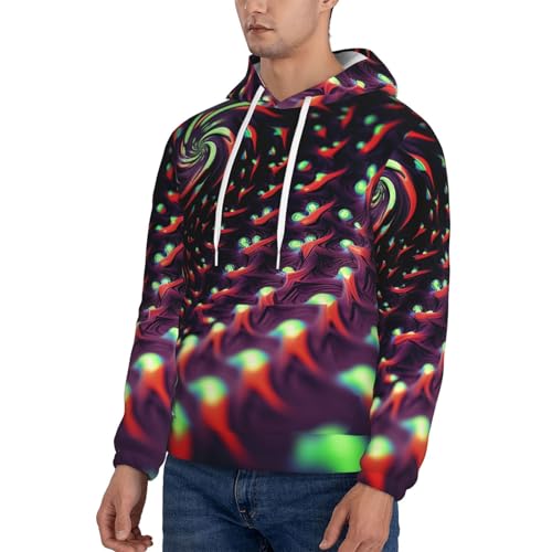 Men's Fleece Pullover Hoodie Long Sleeve Hooded Fantasy Sci-Fi Dizziness Sweatshirt Casual Shirts With Pockets 3X-Large Black3